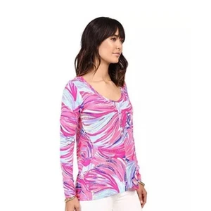 Lilly Pulitzer Long Sleeve Button Top Colorful Print Shirt Size Small - Picture 1 of 10