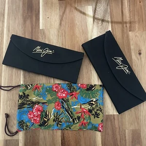 3 MAUI JIM Black Trifold Magnetic Close Sunglasses Case Gold Logo CASE ONLY Lot - Picture 1 of 5