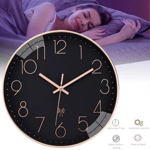 Funkuhr 30cm Wanduhr Ohne Tickgeräusche Modern Funkwanduhr Lautlos Groß Schwarz - Bild 1 von 11