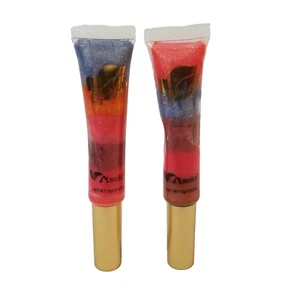 2x Amuse Glitter Lip Gloss Tube Multicolor Scented Makeup Liquid Rainbow Pink - Picture 1 of 6
