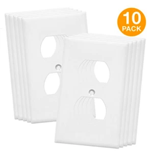 ENERLITES 9-Pack Duplex Outlet Cover Size 1-Gang 4.50x2.76" Unbreakable 8821-W - Picture 1 of 1