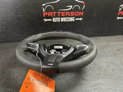 14-16 BMW M235I LEATHER WRAPPED STEERING WHEEL SENSATEC BLACK W/ CARBON FIBER - Image 1 of 4