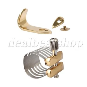 Silver Alto E Flat Sax Metal Ligature Replacement w/ Thumb Hook Rest - Picture 1 of 9