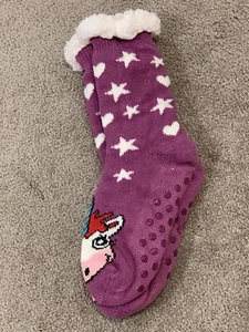 Unicorn STARS Womens Sherpa Socks Print Fleece Lined Thick Cozy Non Skid Slipper - Picture 1 of 7
