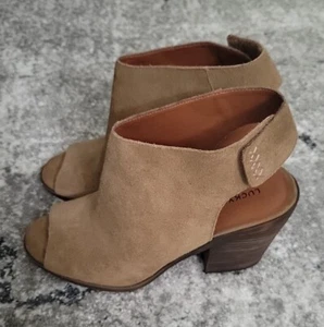 Lucky Brand Shoes Women's Size 10M Brown Suede Wedges W/ Back straps - Picture 1 of 10