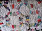 Large 87"x97" Wedding Ring Pattern Hand Stitched Patchwork Quilt