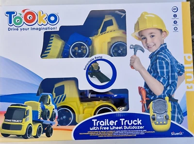 Tooko SilverLit ferngesteuerter LKW Planierraupe Soundeffekte Anhänger - beschädigt B