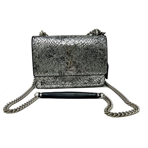 SAINT LAURENT (YSL) YSL Saint Laurent Sunset Mini Borsa Catena Argento Metallico