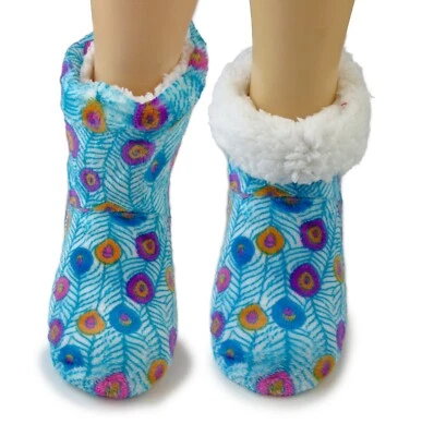 Mujer Vellón Difuso Forrado Interior Botines Zapatillas Casa Zapatos Invierno Antideslizantes Foto 1 de 4