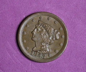 ESTATE FIND 1853- BRAIDED HAIR HALF CENT #P17965 - Picture 1 of 2