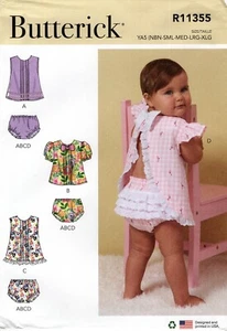 Butterick R11355 Baby Top w Front Tucks, Back Button, Ruffle Panties NB-XL B6884 - Picture 1 of 3