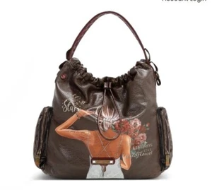 NICOLE LEE BLIND DATE DENIM DRAWSTRING BAG - Picture 1 of 10