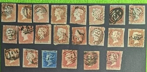 1841 RARE 21 RED + 1 BLUE STAMPS ONE PENNY GREAT BRITAIN + EXTRA LARGE 1ST DAY - Bild 1 von 11