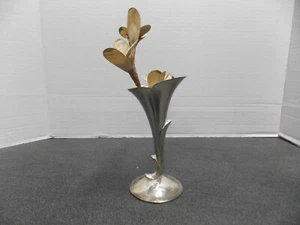 mcm small silver bud tulip style vase excellent mid century decor - decor gift - Picture 1 of 7