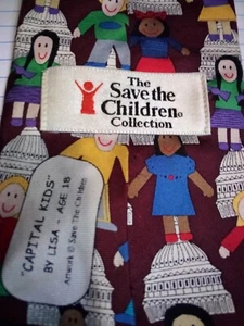 Save The Children Tie Capital Kids By Lisa Age 18 Multi-Color 100% Silk Necktie - Picture 1 of 7