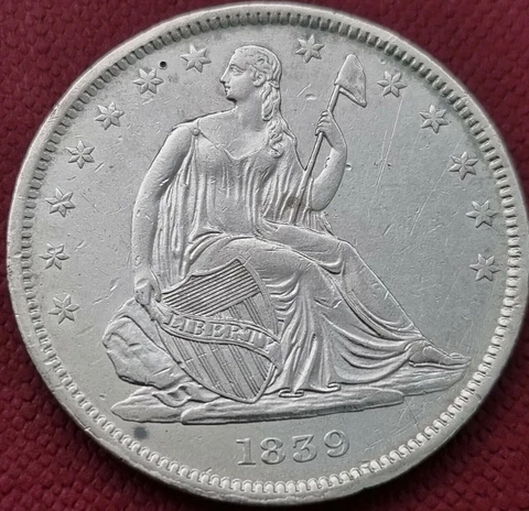 1839 Seated Liberty Half Dollar 50c High Grade AU - UNC  #29263 Cover