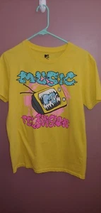 T-shirt maglietta vintage MTV Music Television giallo brillante adulto taglia media - Foto 1 di 2