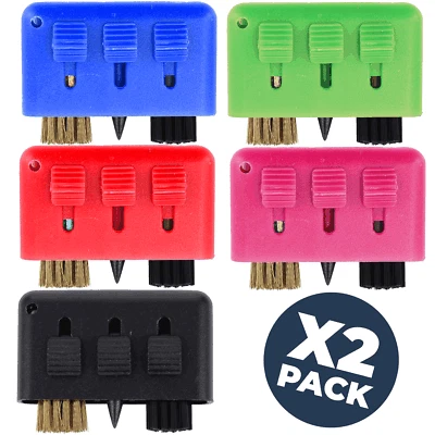 MASTERS GROOVE CLEAN - 3 IN 1 GOLFSCHLÄGERREINIGER - MESSING & NYLONBÜRSTE + SPIKE / DOPPELPACK