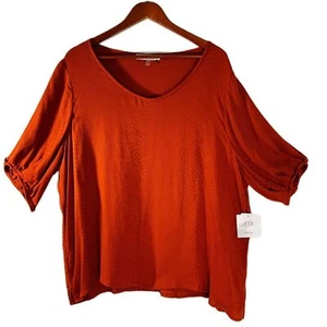 Blusa Kasper Mujer 2X Henna Óxido Piel de Serpiente Estampado Cuello Redondo Vanguardista Caprichosa Nueva con Etiquetas - Imagen 1 de 12