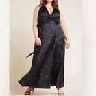 Hutch Anthropologie Starry Night Black Star Print Wrap Maxi Dress Size Small