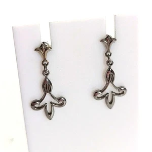 Pendientes colgantes vintage tono plata flor de los delicados postes - Imagen 1 de 3