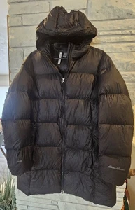 Eddie Bauer Jacke Damen XXL Daunen EB550 Puffer Coat Luna Peak Parka Kapuze schwarz - Bild 1 von 7