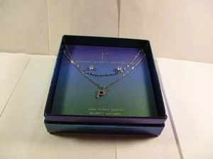 A New Day Necklace Fine Silver Plated 16-3 in Extender Cubic Zirconia Initial P - Picture 1 of 6