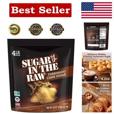 Açúcar de cana turbinado granulado 64 oz - Adoçante natural puro para assar - Imagem 1 de 4