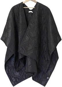 House of Harlow 1960 Capa Acolchada Negra/Poncho Chaqueta Topper O/S - Imagen 1 de 4