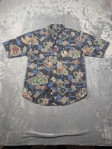 Camisa De Colección Gitman Bros Para Hombre Grande Negra Estampado Abstracto Abotonada Años 90 - Imagen 1 de 7