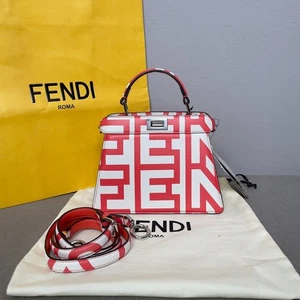 Fendi Peekaboo Limited Edition Calfskin Leather Bag Red/White - Picture 1 of 7