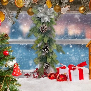 Artificial Christmas Teardrop Swag Faux Pine Swag for Outside Fireplace Wall - Picture 1 of 6