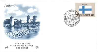 Vintage FDC United Nations New York City Postmark Scott #465 Flag Of Finland - Image 1 of 4
