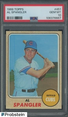 1968 Topps #451 Al Spangler Chicago Cubs PSA 10 GEM MINT - Image 1 of 2