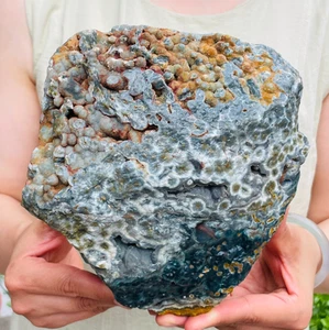 7.10lb Large Natural Ocean Jasper & Druzy Mineral Quartz Crystal Rough Healing - Picture 1 of 12