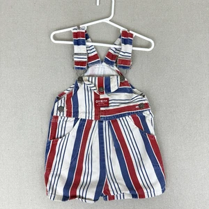 Vintage OshKosh Short Overalls, Size 3T Red White & Blue Stripes, Retro USA - Picture 1 of 6