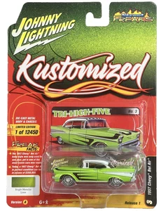 Chevy Johnny Lightning 1957 Serie Personalizzata Uscita 2022 Verde Lime 1/64 - Foto 1 di 11