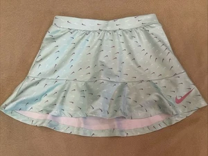 Nike 6X Girls Skort Green Swoosh Pattern Athletic Skirt Shorts Below - Picture 1 of 4