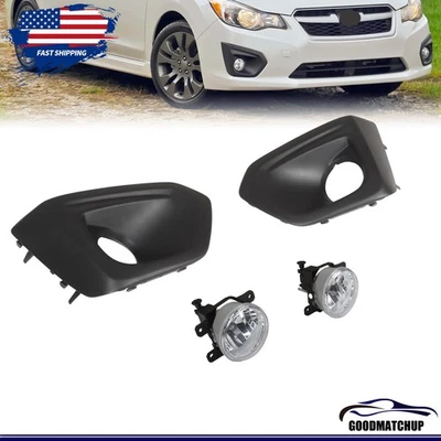 For 2012-2014 Subaru Impreza Front Bumper Fog Lights Lamps w/ Cover Bezel Pair - Image 1 of 4