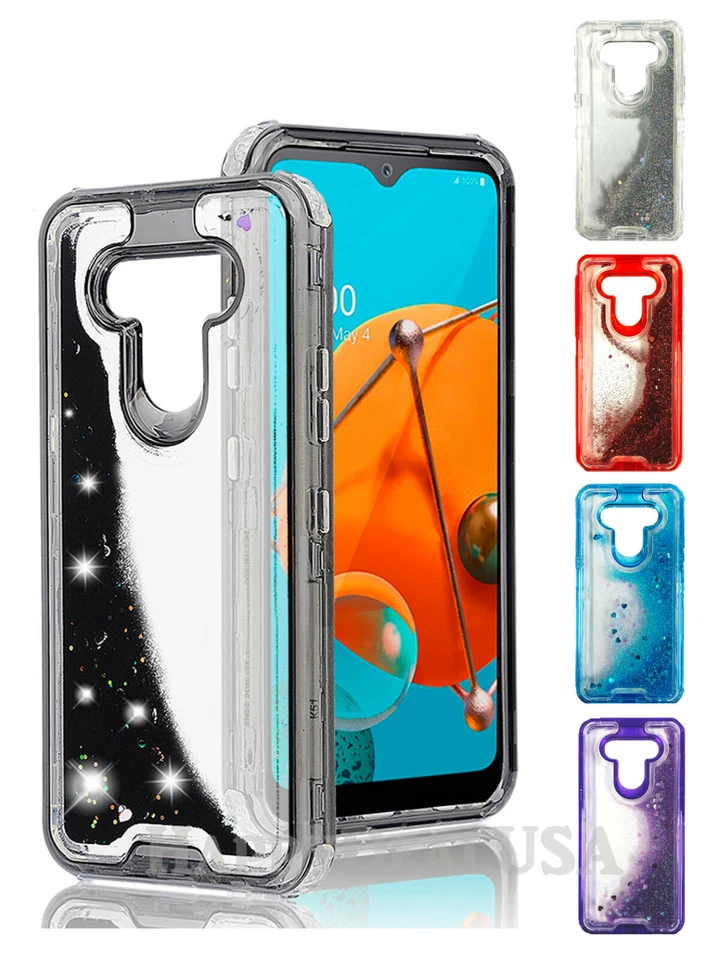 Funda transparente a prueba de golpes líquido brillo cascada para LG K51 Foto 1 de 1