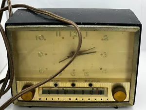 Radio Reloj Westinghouse Vintage 1954 NEGRO Modelo H-477T5 repuestos o restauración - Imagen 1 de 12