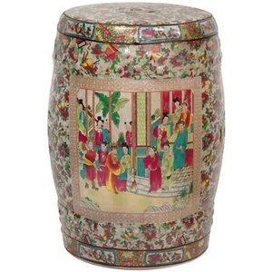 18" Rose Medallion Porcelain Garden Stool - Picture 1 of 1