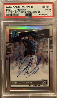 2020 Donruss Optic Rated Rookie Signatures Trent Grisham Holo PSA 9 - Image 1 of 2