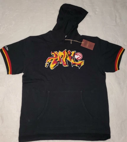 Atlanta Hawks ATL Graffiti Mitchell & Ness NBA Men's Short Sleeve Hoodie Sz XL Cover