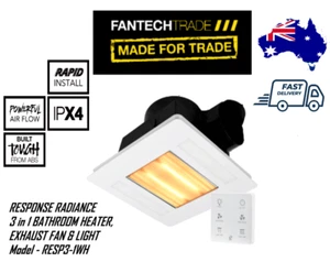 FANTECH Response Radiance 3 in 1 Bathroom Heater + Exhaust + Light - RESP3-1WH - Picture 1 of 5