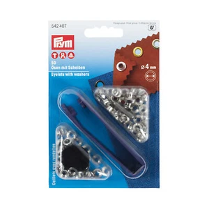 Prym Eyelets And Washers 4.0mm Silver-Coloured Rustproof Brass pk of 50 - Picture 1 of 3