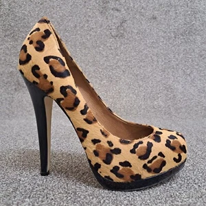 Office London Court Shoes Brown Animal Print 38 UK 5 Faux Fur 5" Stiletto Heel - Picture 1 of 12