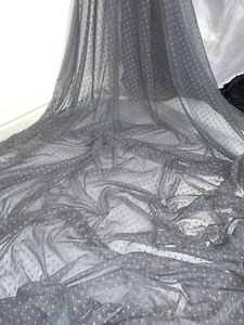 1 mtr grey dot dobby soft tulle net dress fabric...58”wide (147cm) - Picture 1 of 4