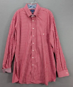 Paul Frederick Finest Long Staple Cottn Red White Striped Shirt Size XXLT Preppy - Picture 1 of 11