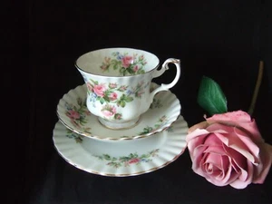 Royal Albert Moss Rose - Trio- Tea Cup and Saucer and Tea Plate - 1st Quality - Picture 1 of 11